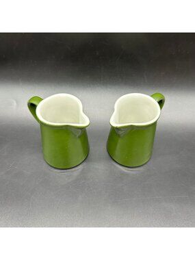 Vintage Shenango China Green Mini Creamers Set Of 2 Restaurant Ware Made In USA